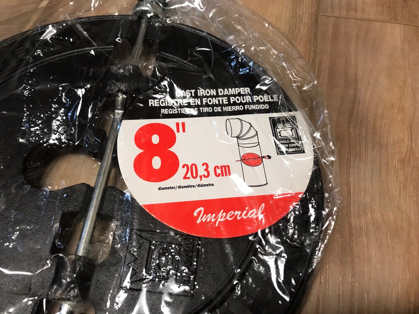Imperial 8 Zoll Gusseisen Dämpfer – Für Schwarzes Ofenrohr, Reguliert Luftzug