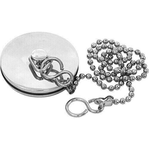 Chrome Metal Bathroom Bath Plug and Chain Heavy Duty 1 3/4" - Picture 1 of 10