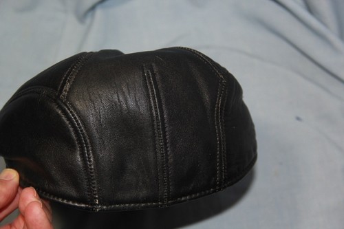 EMSTATE Genuine Leather Lamb Skin Newsboy Cap Golf Hat. Black Size S/M - NICE! - Picture 4 of 9