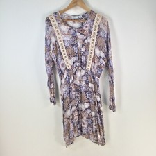 Wish dress womens 10 fit flare purple floral long sleeve viscose 113059