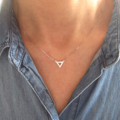 Collier Ras Du Cou En Argent 925/1000e - Forme Triangle Fin - Neuf Avec étiquettes - Pour Femme