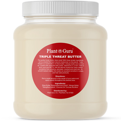 Triple Threat Butter 3 lbs. Raw Shea, Mango, Coconut Oil 100% Pure Natural Bulk