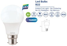 Rother 11w = 75w 100w GLS B22 Bayonet LED Light Bulb 6500k Daylight Cool White