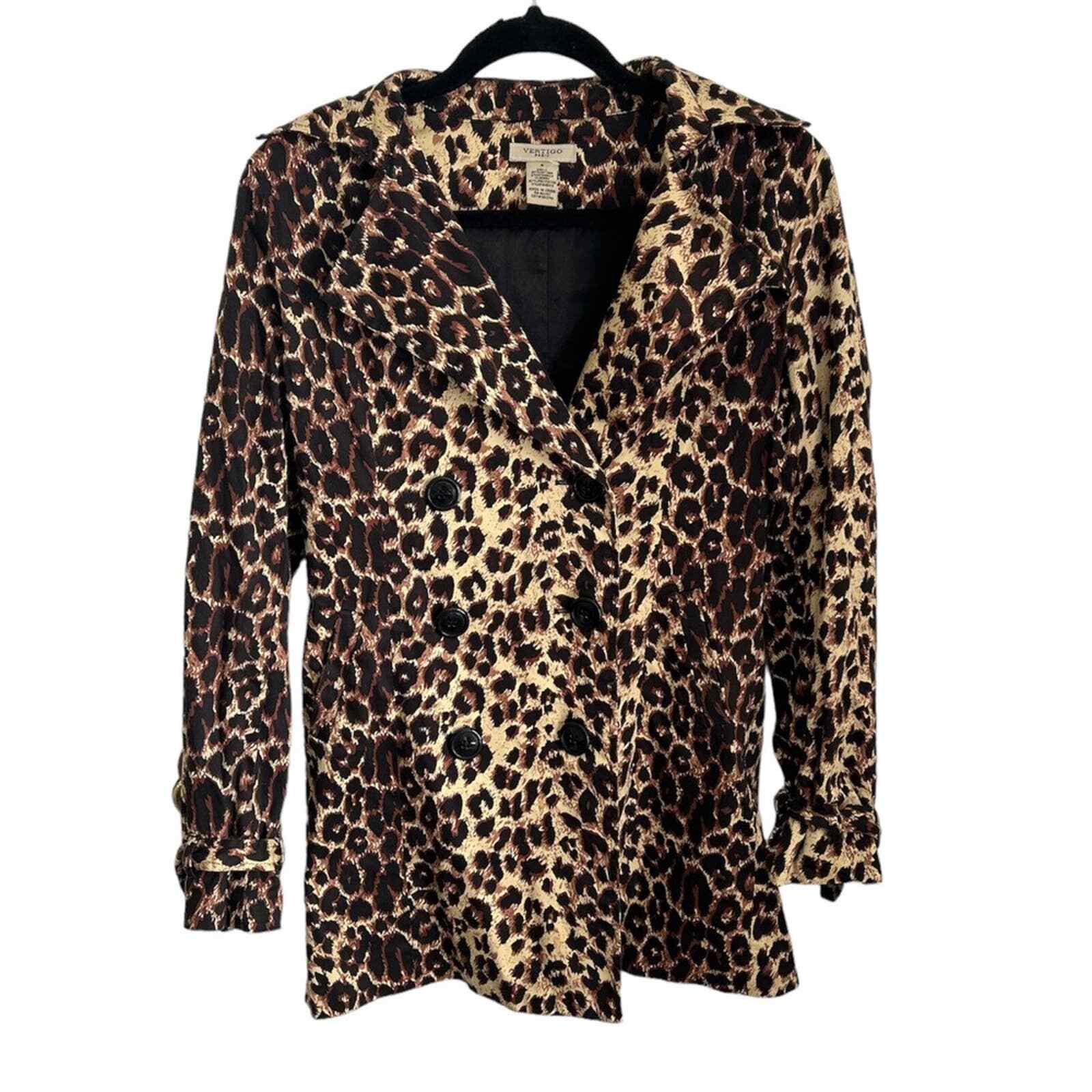 Vertigo Paris Leopard Double Breasted Trench Coat… - image 1