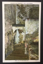 Mission San Fernando Wine Cellar Mission Hills CA California UNP WB Postcard