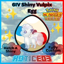 Alolan Vulpix ✨ SHINY 6IV EGG ✨ Pokemon Scarlet & Violet ✨ TEAL MASK DLC ✨