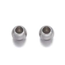 100pcs 304 Stainless Steel Metal Beads Round Smooth Loose Spacers Findings 2.5mm