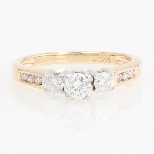.45ctw Round Cut Diamond Three-Stone Engagement Ring 14k Yellow Gold Size 6