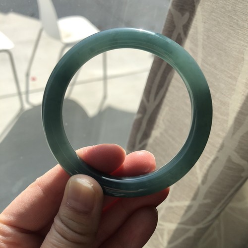 56.6mm Guatemalan Jade Earthy Blue Green Bangle - Picture 8 of 12