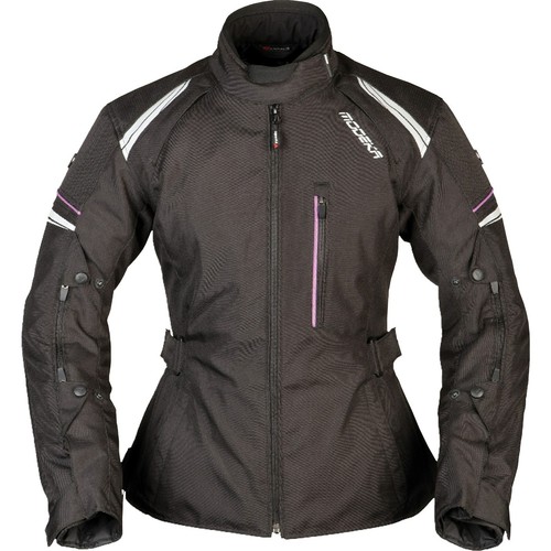 Modeka Violetta, Textile Jacket Waterproof Women , Color: Black , Size: 34
