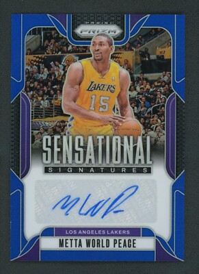 2024-25 METTA WORLD PEACE 22/49 AUTO PANINI PRIZM SENSATIONAL SIGNATURES BLUE