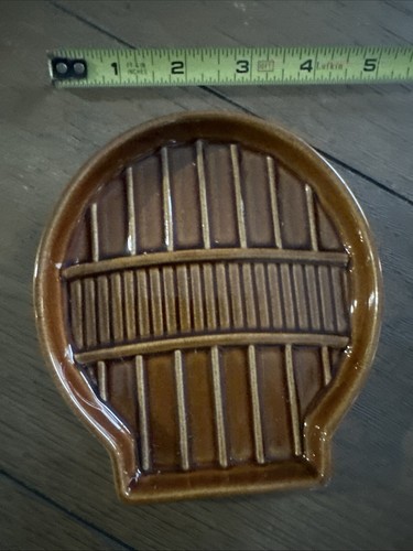 Vtg Spoon Rest Wine Bottle Coaster Cottagecore Brown Tender Heart Treasure 4 5/8 - Picture 3 of 7