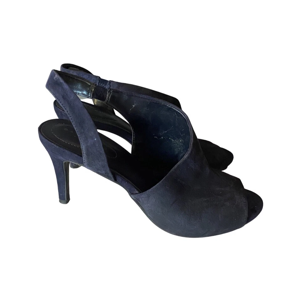 Bandolino Peep-Toe Suede Slingback Sandals Jasmine Black 8.5M Women's shoes - Image 4 of 4