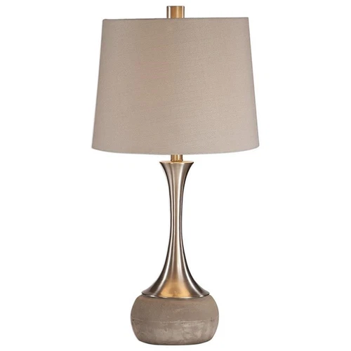 Uttermost Niah Metal Concrete Fabric Table Lamp in Brushed Nickel and Light Gray - Picture 3 of 6