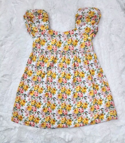 Janie And Jack Girls Size 6 Primrose Yellow & Pink Floral Flower Dress RN 54023 - Picture 1 of 7