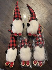  5 Pottery Barn Buffalo Check Gnome w/ Snow Shoes Christmas Tree Ornament