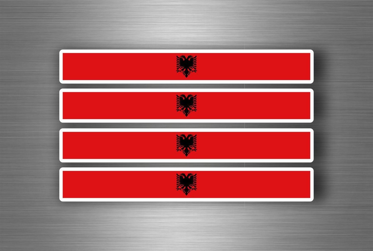 4x Albania Flag Vinyl Sticker Decals - Multi-Color - For Car, Motorcycle, Laptop