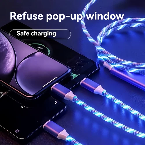 3-IN-1 Fast LED Charging Cable for iPhone/Android Micro Type C USB Interface New - Bild 2 von 10