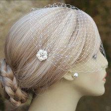 Simple Mesh Netted Bridal Birdcage Veil Small Flower Hat Vintage Hair Accessory