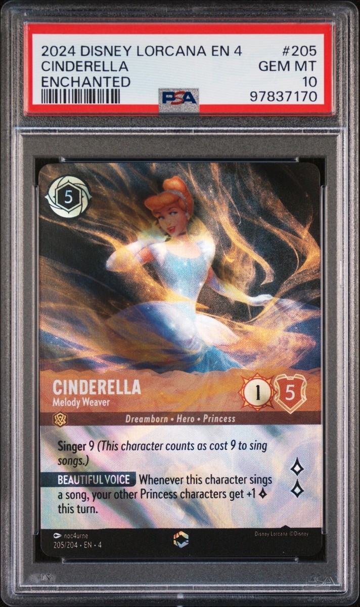 2024 Disney Lorcana ENCHANTED Cinderella Melody Weaver #205 PSA 10