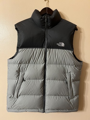 The North Face Herren Daunen 700 zweifarbig grau Puffer Freizeitweste Weste Gr. M
