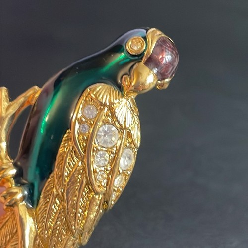 Vintage Avon Emaille & Strass bunte Papagei Vogel Brosche Anstecknadel in goldfarben - Bild 5 von 8