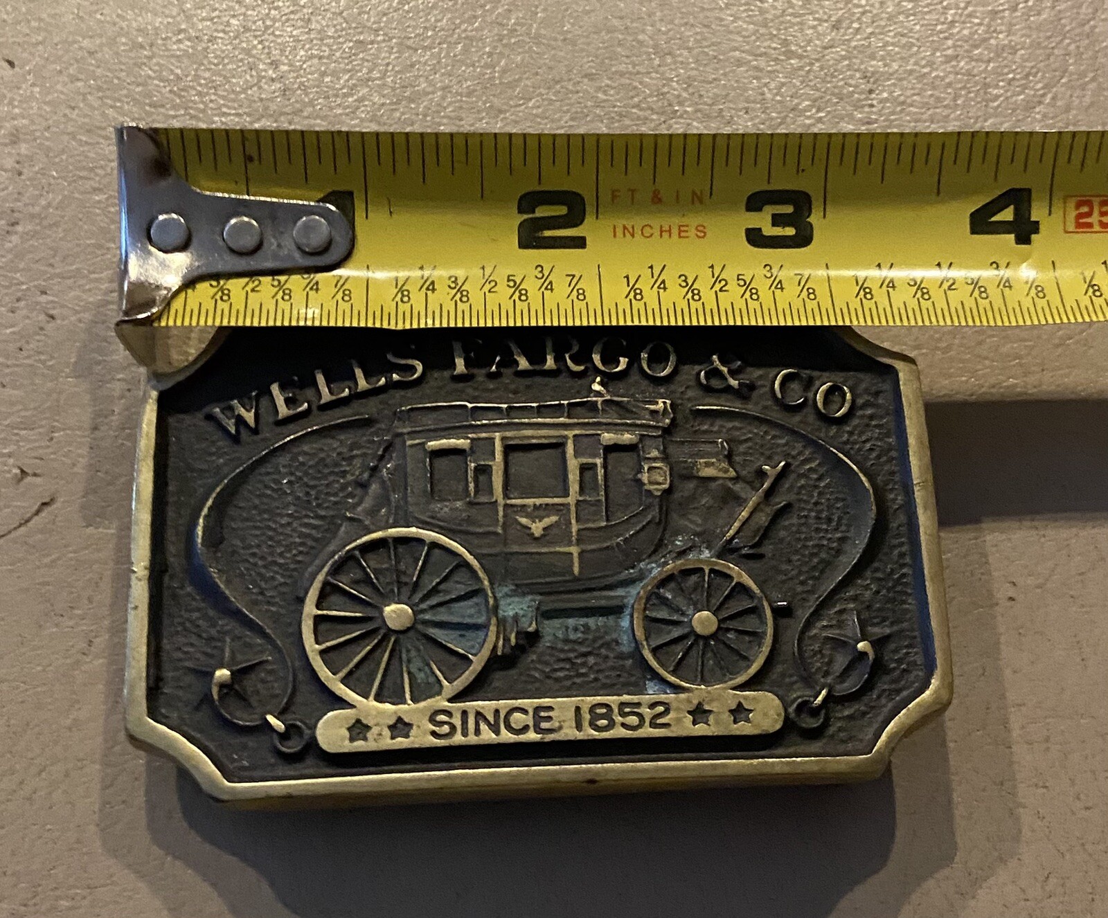 Brass Wells Fargo Belt Buckle 1973 Vintage image 3
