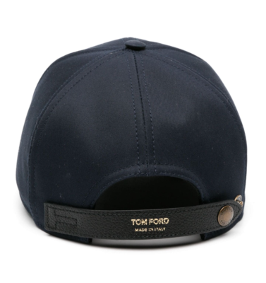Casquette Baseball Tom Ford En Toile Et Cuir - Taille XL Bleu - Neuf Avec étiquettes - Style Preppy