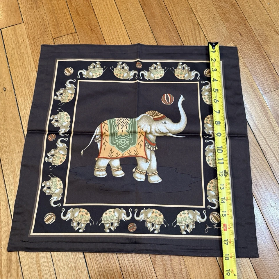 Jim Thompson Pillow Cover 18”x18” Cotton Elephant Theme Brown NEW WITHOUT TAGS - Image 4 of 4