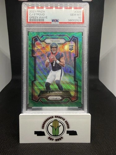 CJ STROUD 2023 PRIZM GREEN WAVE ROOKIE PSA 10
