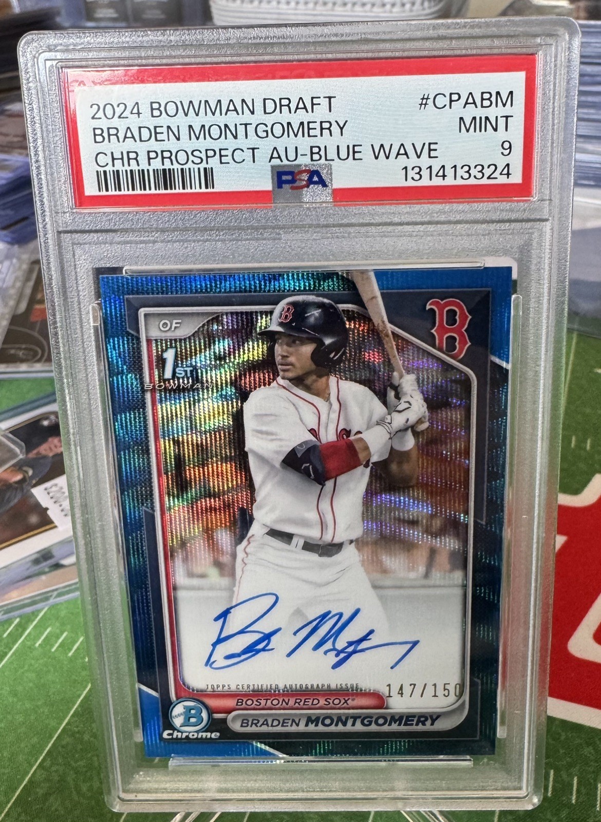 2024 Bowman Chrome Draft Braden Montgomery #CPA-BM 1st Blue Wave Auto /150 PSA 9