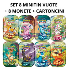 POKEMON EVOLUZIONI PRISMATICHE SET MINITIN VUOTE + 8 MONETE - NO PACCHETTI