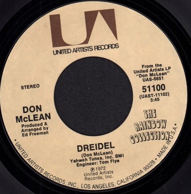 Don McLean Dreidel 7'' Vinyl USA United Artists 1972 51100
