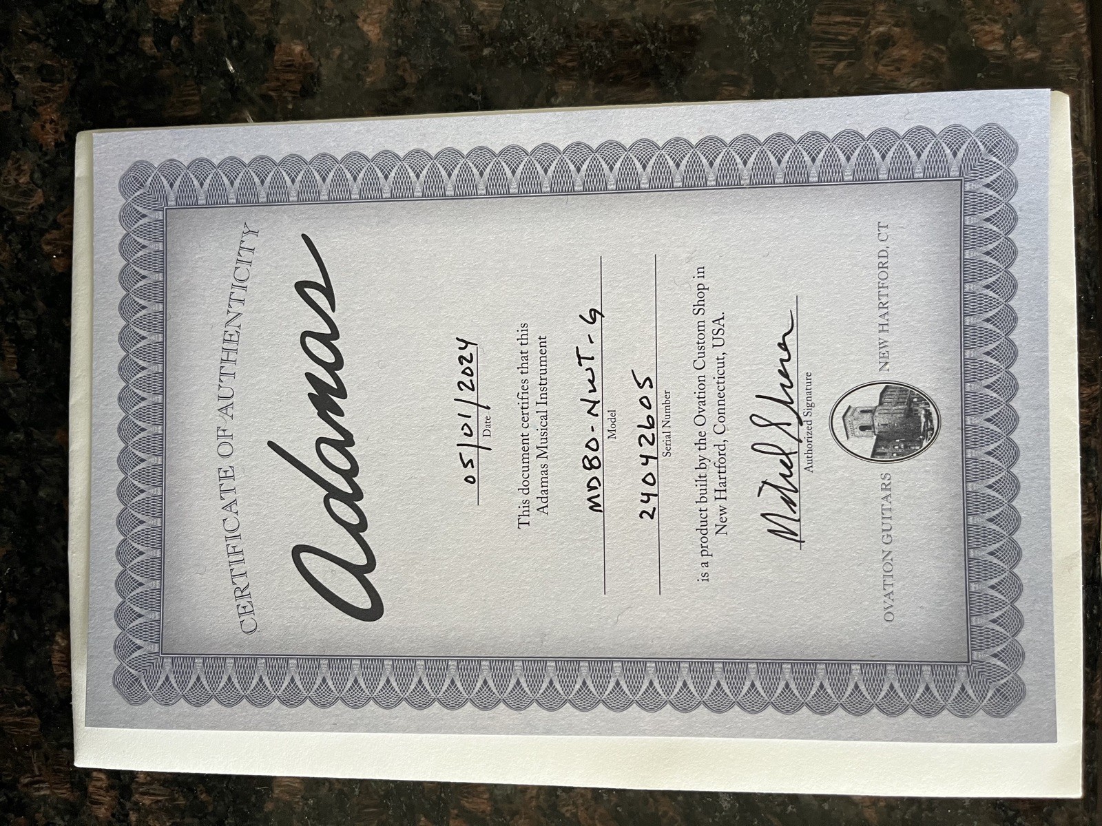 Ovation Adamas MD 80 cut-away mid-depth contour acoustic electric natural woven