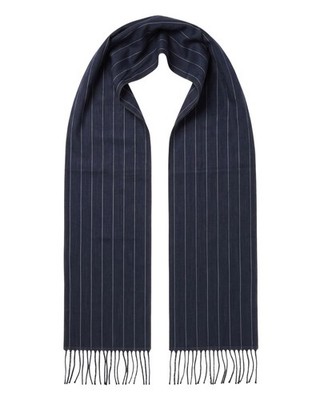 Lanvin 100% Wool Scarf   Black Pinstripe Design, Lightweight