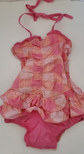 Cute Vintage Pink Coral Girl's Bathing Suit Swim Suit Size 3