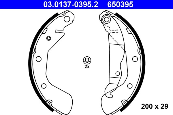 Jeu de mâchoires de frein tambour arrière ATE 03.0137-0395.2 compatible OE 16 05 041 91