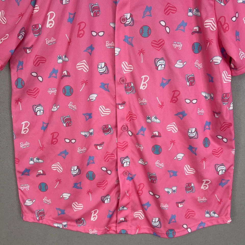 Toronto Blue Jays Shirt Mens XL Pink Barbie Game Day AOP Baseball MLB Hawaiian - Image 3 of 4