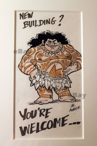Moana Maui Original Art 2016 Val Amador Walt Disney Animation Studios Crew Gift - Picture 4 of 9