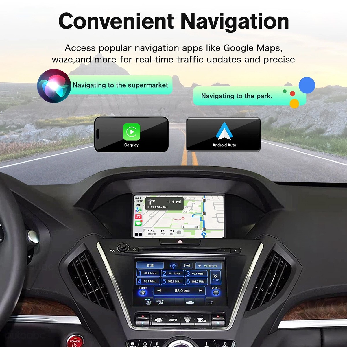 Wireless CarPlay Android Auto Interface Kit Module Box For Acura MDX ...