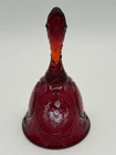 Fenton Ruby Red Bell Hand Painted Flowers Signed By Artist