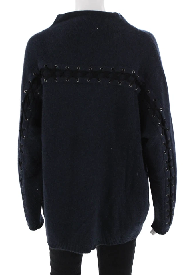 Autumn Cashmere Unisex Dark Blue Mock Neck Pullover Size L - Image 3 of 4