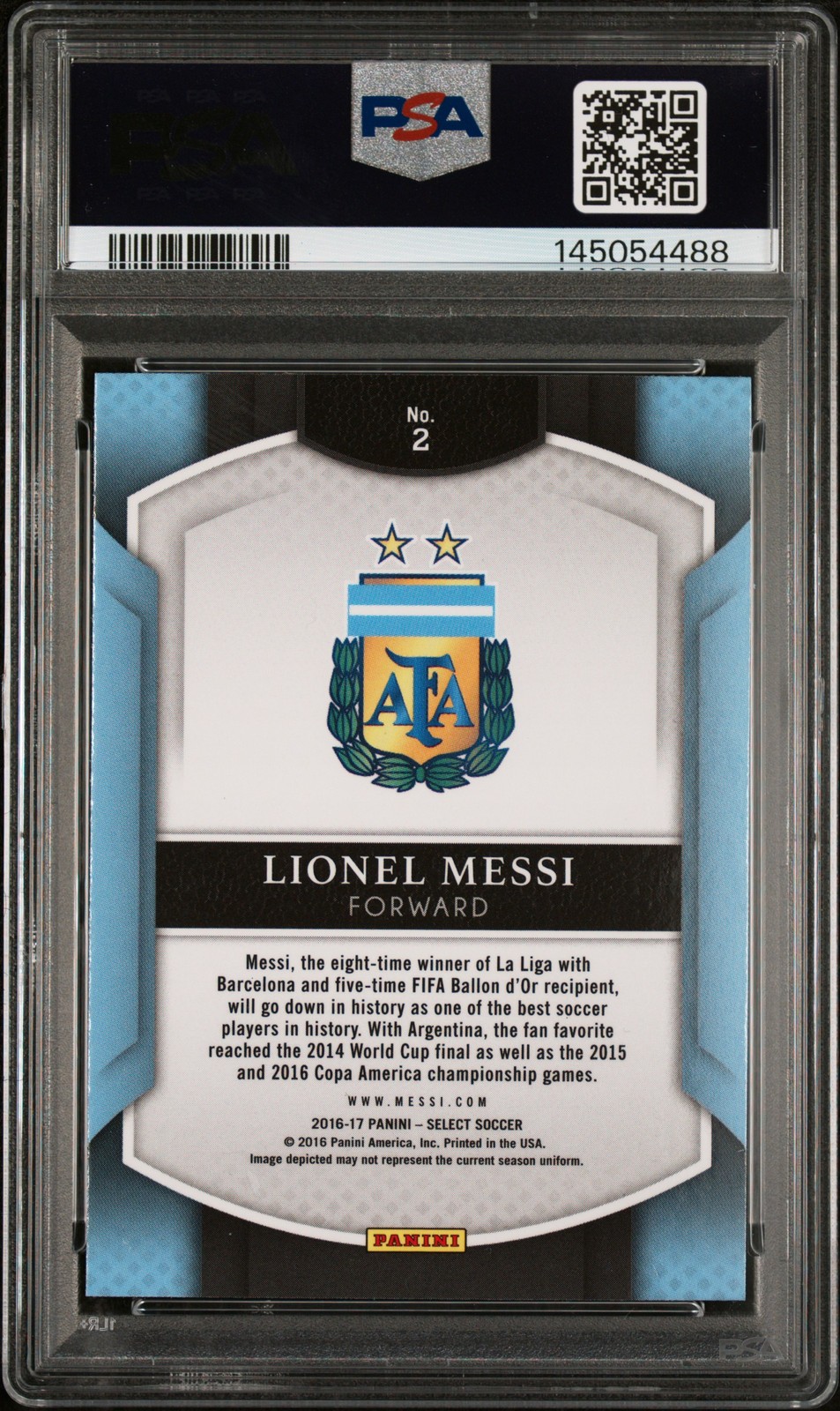 2016 PANINI SELECT #2 LIONEL MESSI PSA 10 view 2
