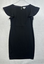 Calvin Klein Little Black Dress Size 14 Cap Sleeves Empire Waist Gold Zip Back