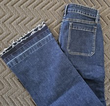 NWT Flamingals Women's Large Stitch Detail Raw Hem Mid Waist Wide Leg Jeans