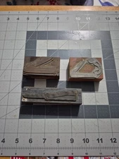 3 Vintage Colonial Letter Press Print Block  Single Blade Pocket Knives 1 BAT 