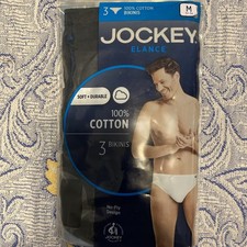 Jockey Men's Elance Bikini - 3 Pack 100 Cotton M 32-33