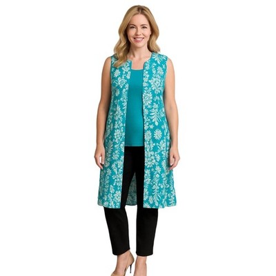 Long Length Kimono Aqua Blue Floral print size 1X