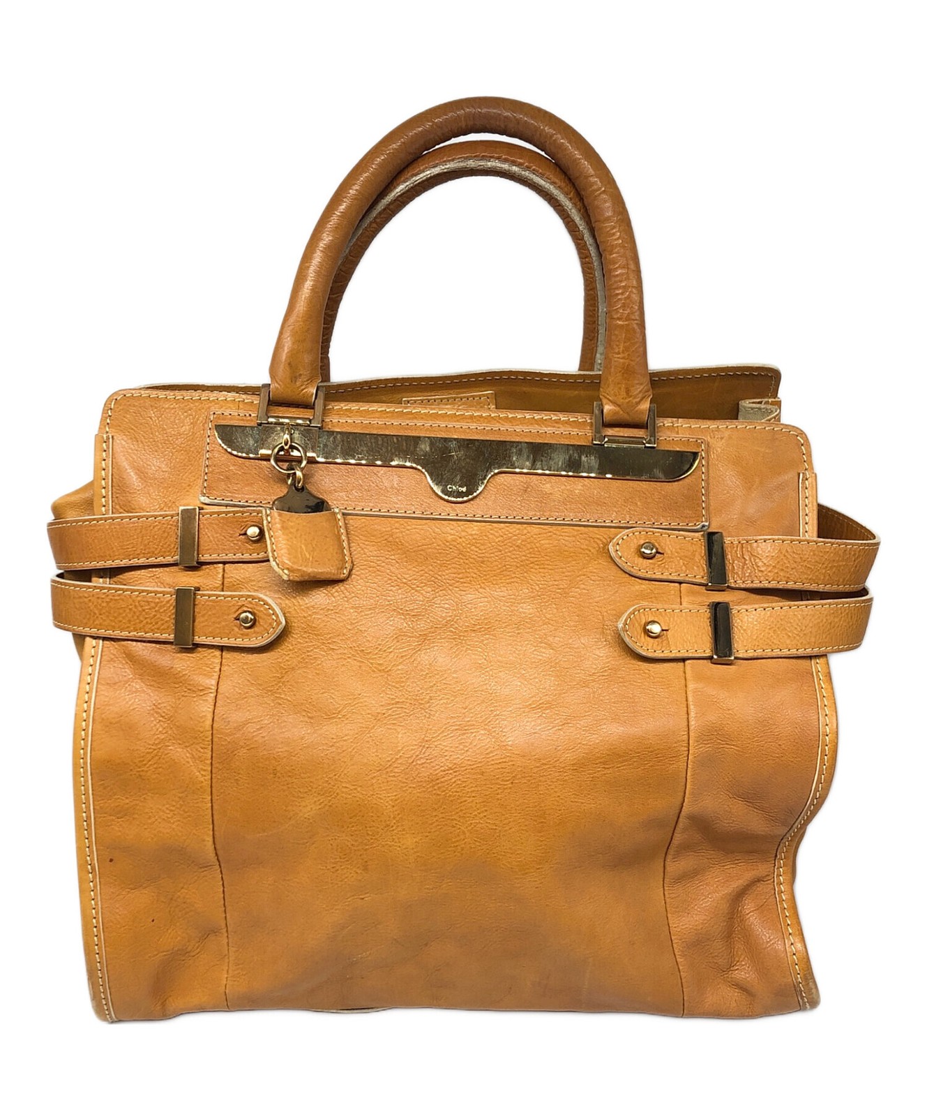 Chloe Old Side Belted Leather Handbag Japanese Vintage Preowned