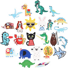 24Pcs Cute Animal Iron on Patches Embroidered Motif Applique Assorted Size Decor